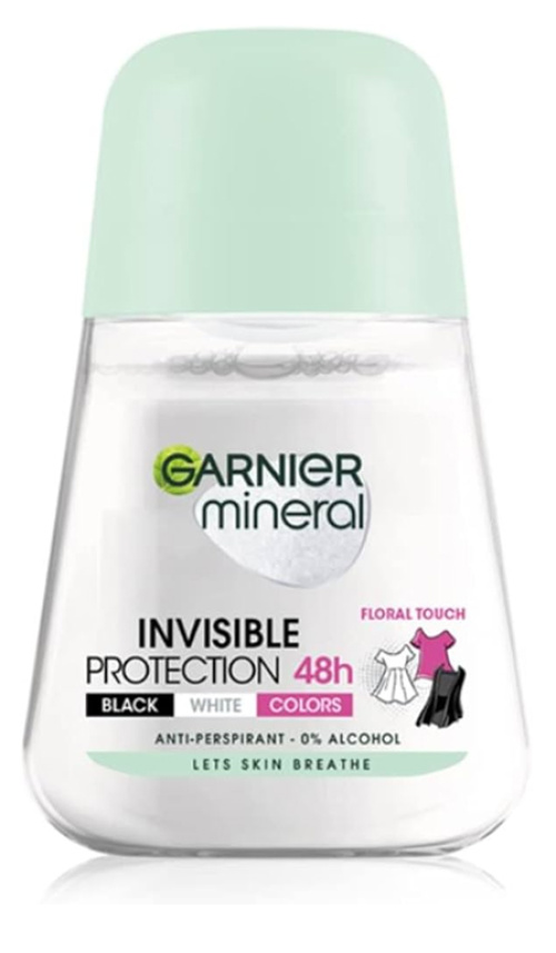 Garnier Mineral deo roll on 50ml Woman Invisible Black, White&Colors