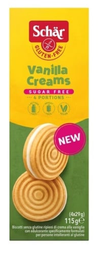 Schär Vanilla Creams sokeriton gluteeniton täytekeksi 115g