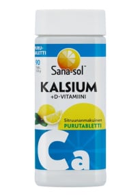 Sana-sol Kalsium+D-vitamiini sitruuna 90tabs