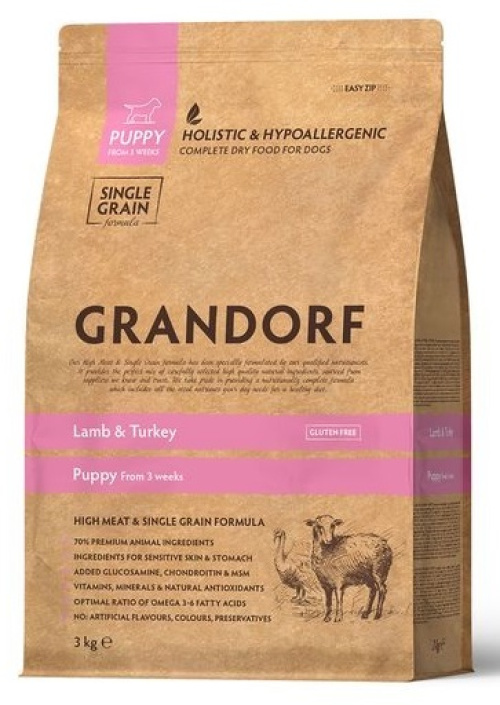 Grandorf Lammas & Ruskea riisi - Puppy kaikki rodut 3kg