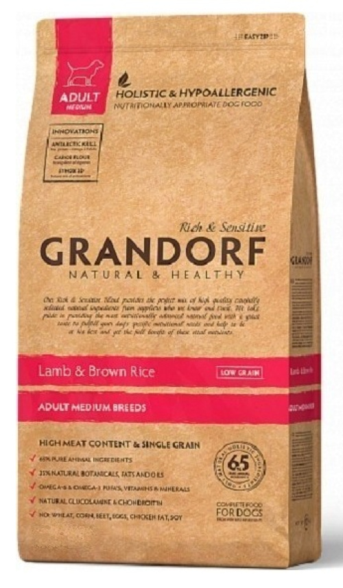Grandorf Koirat Lammas & Ruskea riisi - aikuiset kaikki rodut 3kg