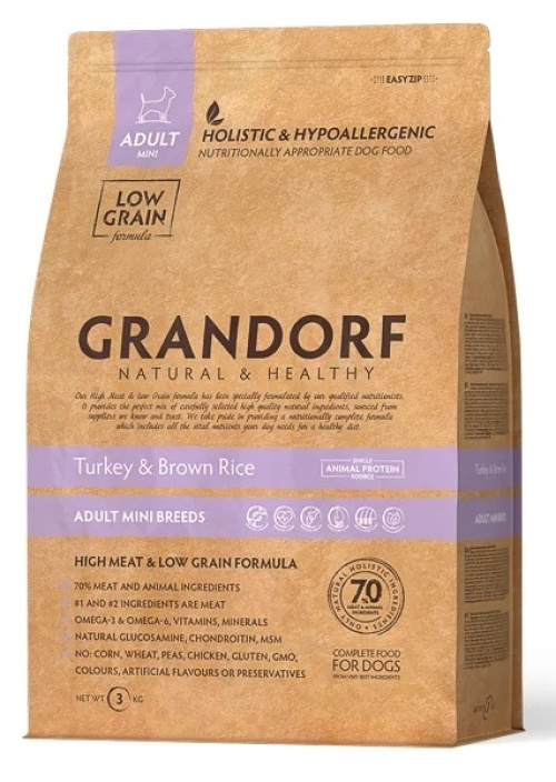 Grandorf Kalkkuna & Ruskea riisi - Aikuiset pienet rodut 3kg