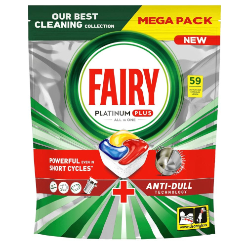 Fairy Platinum Plus All in One Anti-Dull Lemon konetiskitabletti 59kpl