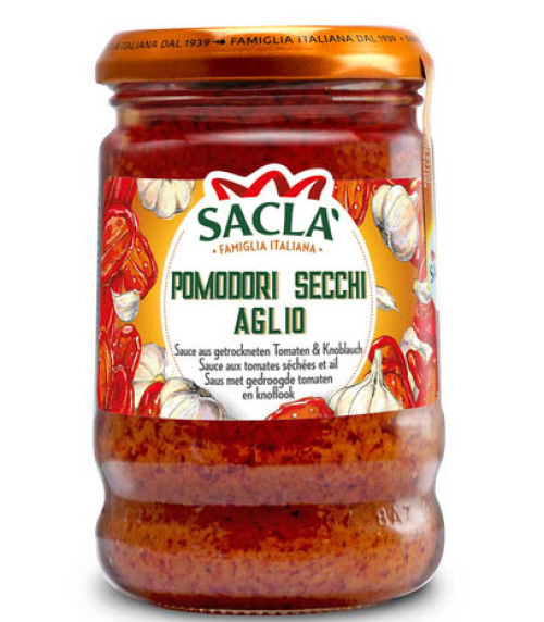 Sacla Aurinkokuivattu Tomaatti-valkosipuli pastakastike 190g