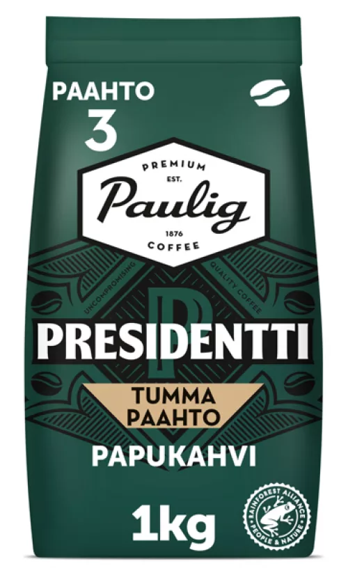 Presidentti Tumma Paahto kahvi 1kg papu