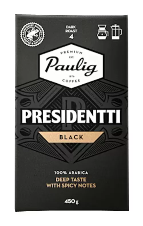 Paulig Presidentti Black Label kahvi suodatinjauhatus 450g
