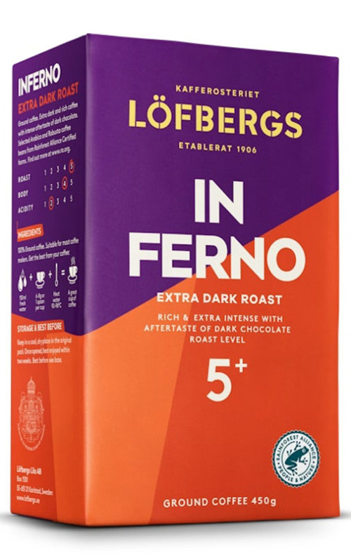 Löfbergs Inferno Erittäin tumma Suodatinkahvi 450g rfa