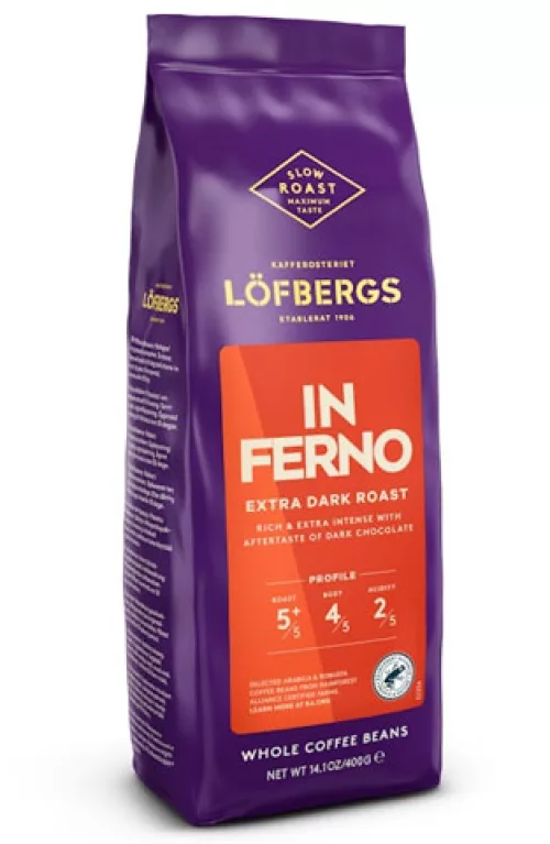 Löfbergs Inferno Extra Dark Roast Papukahvi 400 g RFA
