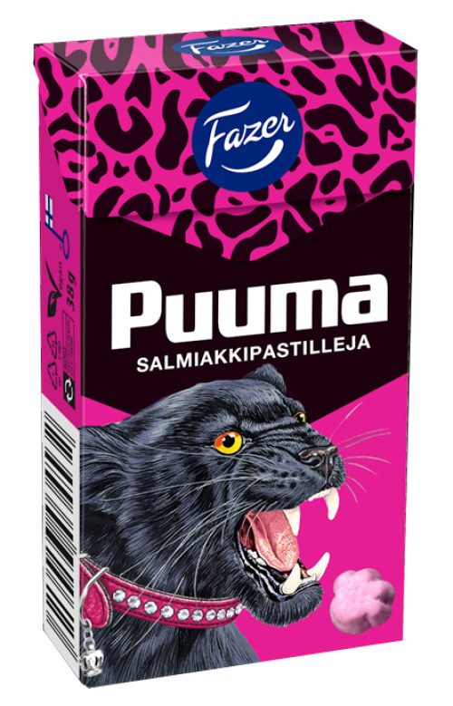 Fazer Pantteri Puuma 38g Salmiakkilakritsirakeita