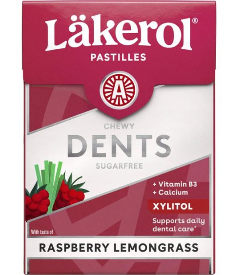 Läkerol Dents Raspberry Lemongrass ksylitolipastilli 85g