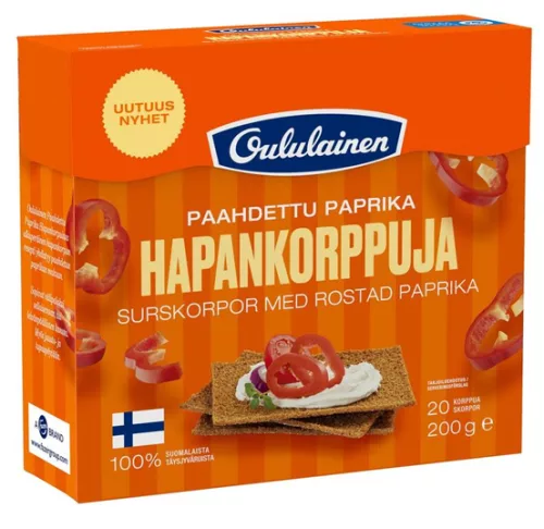 Oululainen Paahdettu paprika Hapankorppu 200 g