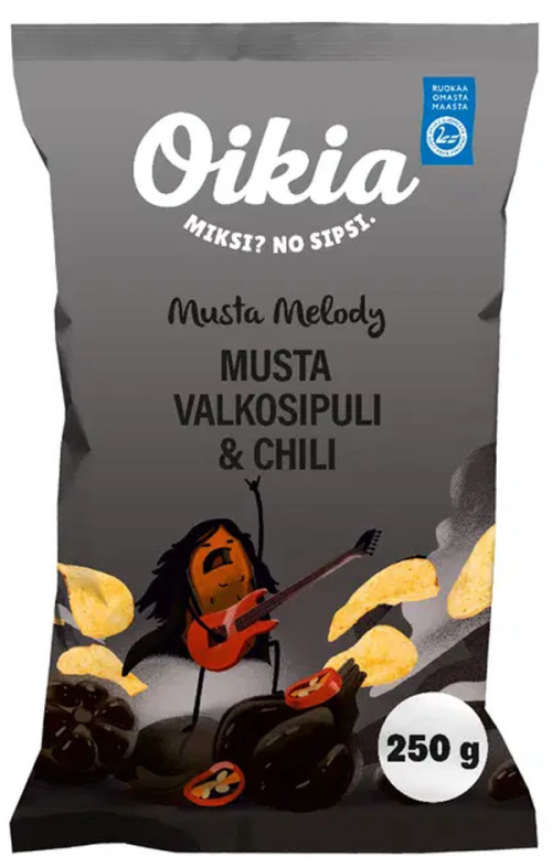 Oikia perunalastu 250g Musta Melody valkosipuli & chili