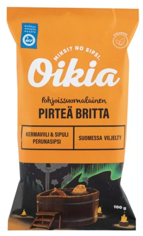 Oikia Pirteä Britta Kermaviili-Sipuli Perunalastut 100g