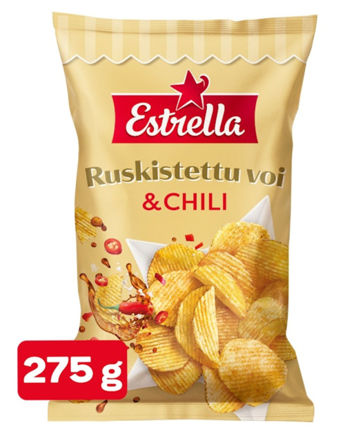 Estrella Ruskistettu Voi & Chili sipsipussi 275g