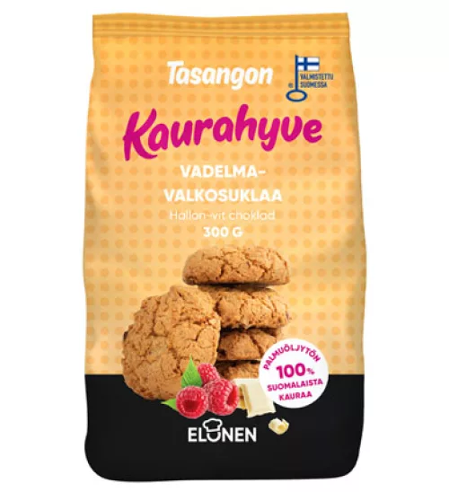 Kaurahyve Vadelma-valkosuklaa 300g