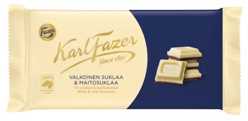Karl Fazer Valkoinen ja Maitosuklaalevy 131g 