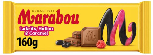 Marabou Lakrits, hallon&caramel suklaalevy 160g