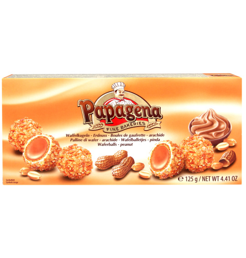 Papagena vohvelikuulat kermatäytteellä ja maapähkinällä 125g