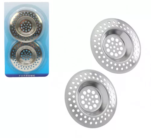 Drain Sift 7cm Chrome on Card 2pc set
