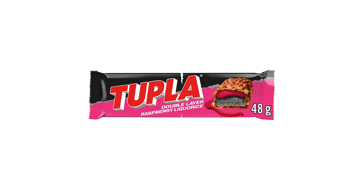 Tupla Double Layer Raspberry Liquorice suklaapatukka 48g