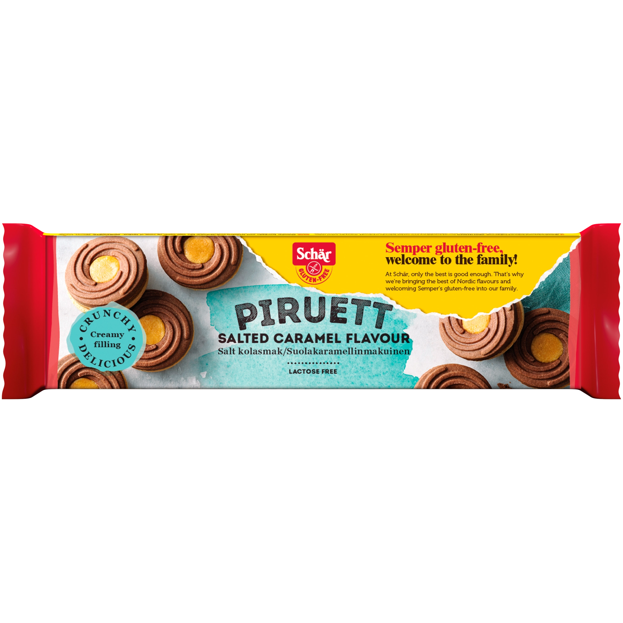Schär Piruett salted caramel -makuinen täytekeksi gluteeniton 110g
