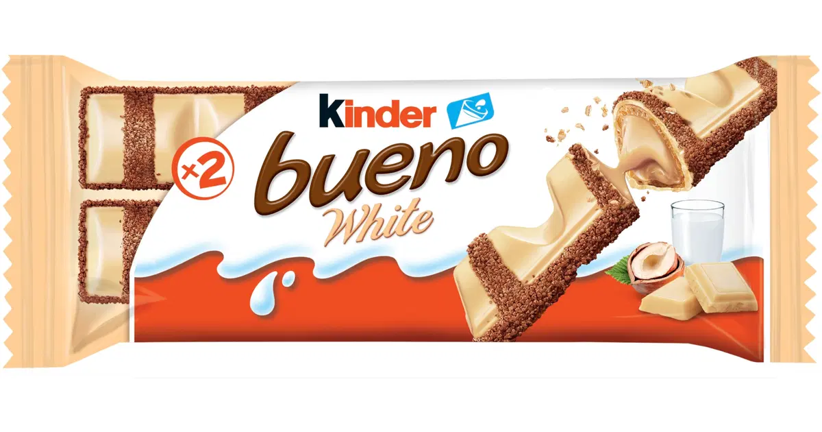 Kinder Bueno White 39g valkosuklaalla päällystetty vohveli maitoisalla hasselpähkinätäytteell