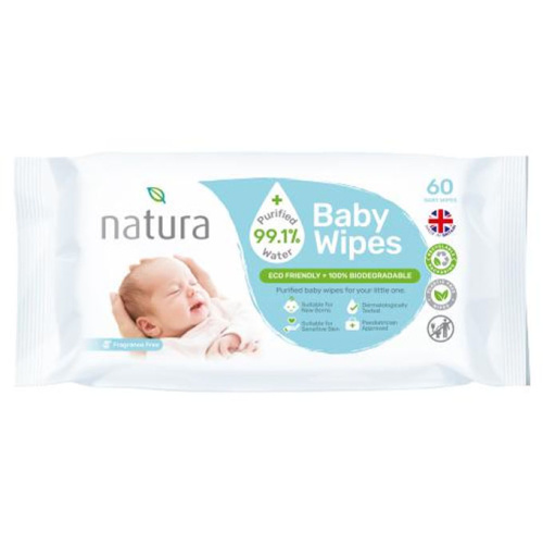 Natura Baby Wipes puhdistettu vesi 60-luvulta