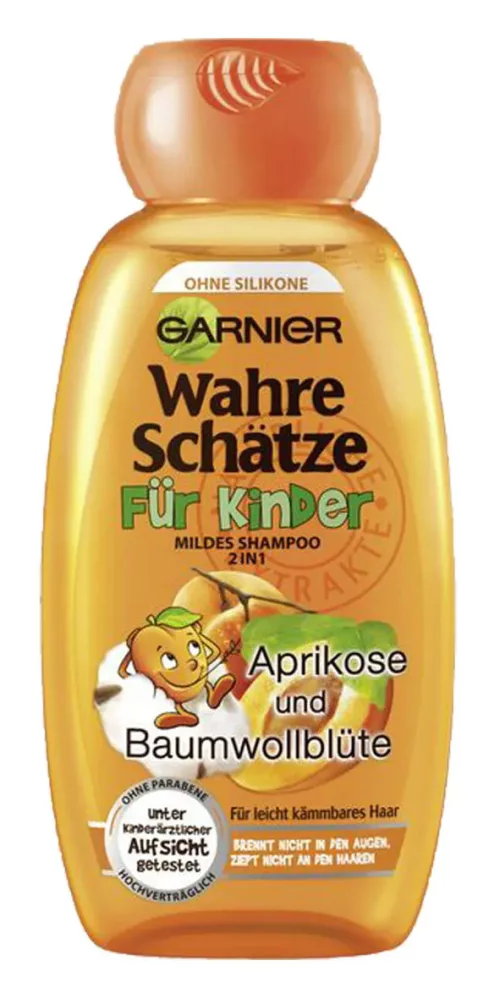 Garnier 2 in 1 True Treasures lasten shampoo aprikoosi ilman silikonia 250 ml