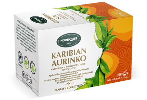 Nordqvist Karibian Aurinko 20pss/35g musta maustettu pussitee