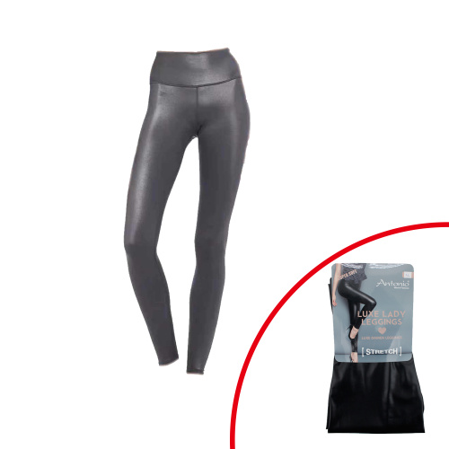 Naisten kiiltävät legginsit musta S-XL
