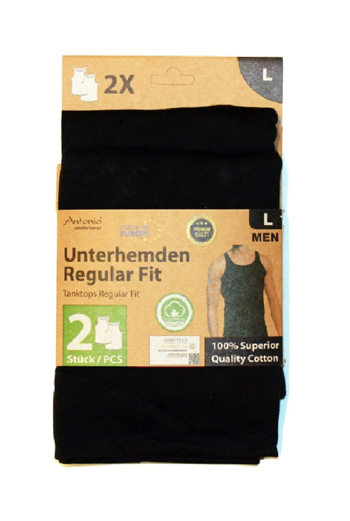 Antonio Miesten toppi mustat 2 kpl