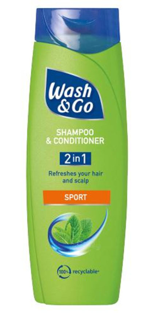 Wash & Go 2 in 1 Shampoo & Hoitoaine Sport 200ml