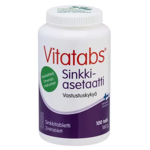 Vitatabs Sinkkiasetaatti Omena 100 tabl