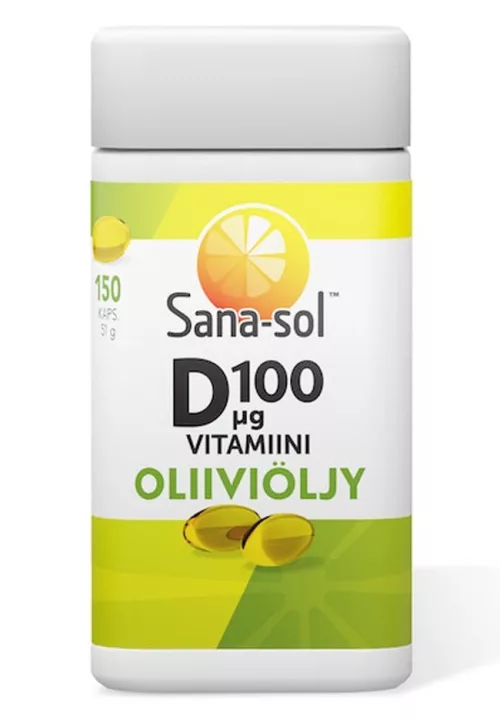 Sana-sol D-vitam 100µg oliiviöljy 51g 150kaps