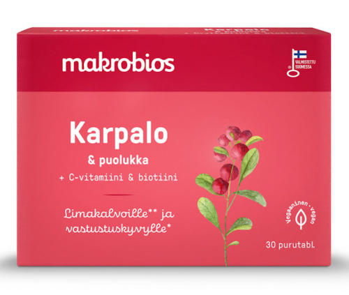 Makrobios Karpalo-puolukka-vitamiinipurutabletti 30 tabl 16g