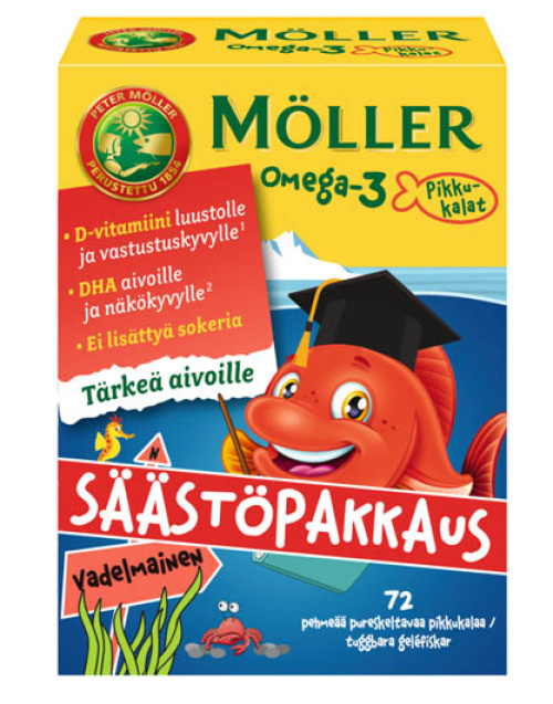 Möller Pikkukalat 72kpl Omega-3 Vadelma
