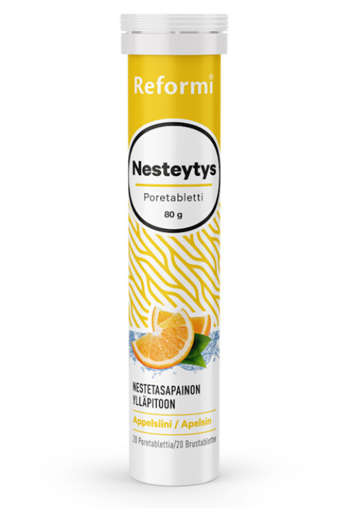 Reformi nesteytysporetabletti mg+C+B+niasiini appelsiini 20tabl