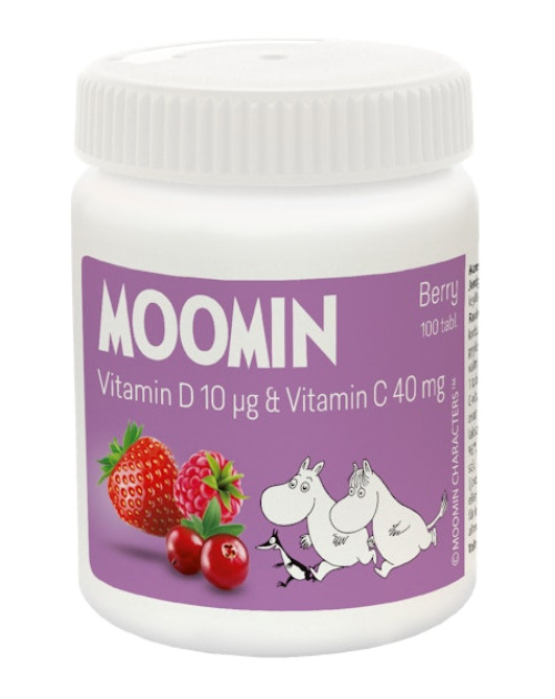 Moomin C+D vitamin Berry imeskelytabletti 100tabl 40g