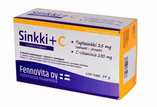 Sinkki, kupari ja C 100 tabs