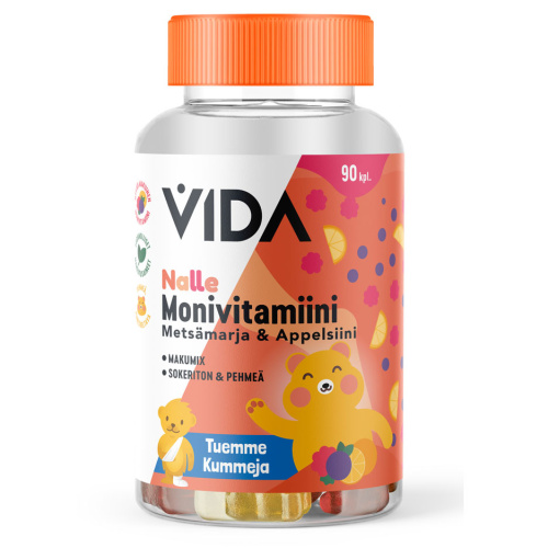 Vida Nalle Monivitamiini Metsämarja & Appelsiini 90 kpl 180g