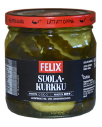 Felix suolakurkku viipaloituja kurkkuja suolamausteliemessä 400g/215g