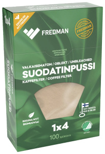 Fredman suodatinpussi 1x4, valkaisematon 100 kpl 