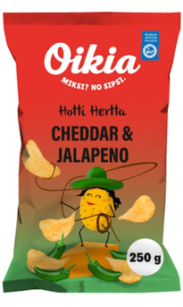 Oikia Hotti Hertta cheddar ja jalapeno perunalastu 250g