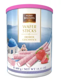 Feiny Biscuits Vohvelirullat mansikkakreemillä 400g
