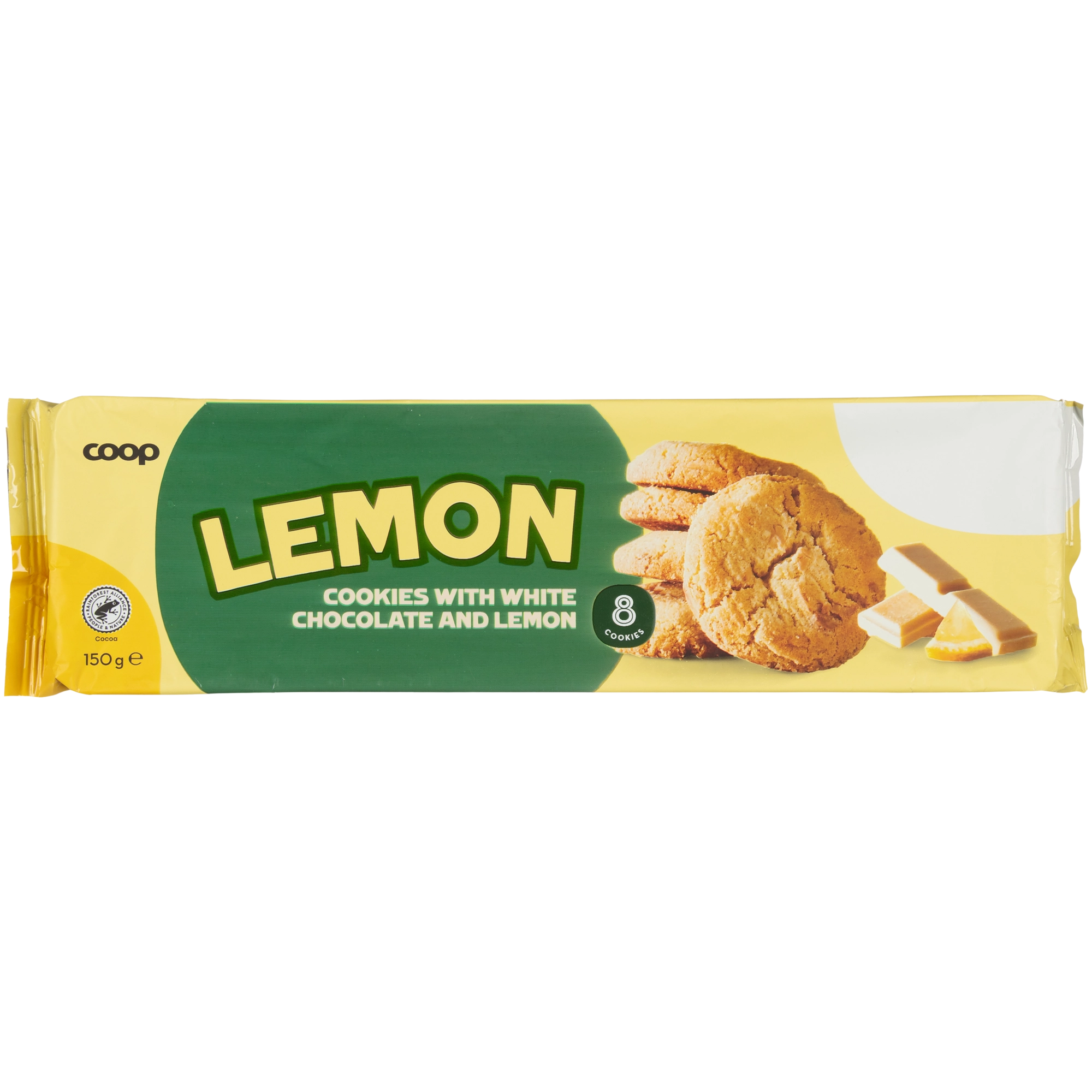 Coop valkosuklaa-sitruunacookie 150 g
