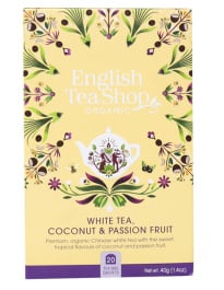 English Tea Shop Luomu Valkoinen Tee White Tea, Coconut, Passion Fruit 20pss 40g