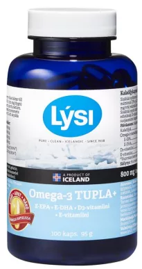 LYSI Omega-3, D3+E-vitamiini 100 kaps