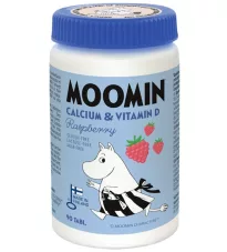 Moomin Kalsium & D-vitamiini vadelma purutabletti 90tabl ravintolisä