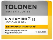 Tolonen Liposomaalinen D3-vitamiini 20µg 45 purutabletti