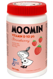 Moomin D-vitamiini 10µg mansikka purutabletti 100tabl